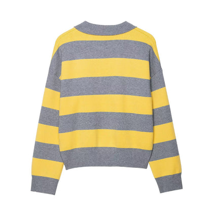 Pull-over polo à motifs larges pour femmes avec des manches courtes Chic und Stil