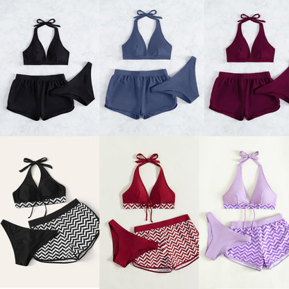 Dames Ensemble de bikini à halter élégant avec shorts imprimés Chic und Stil