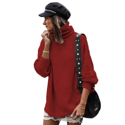 Dames pull oversized tendance col roulé Chic und Stil