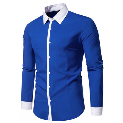 Chemise à manches longues pour hommes avec col contrasté et patte de boutonnage tendance Chic und Stil