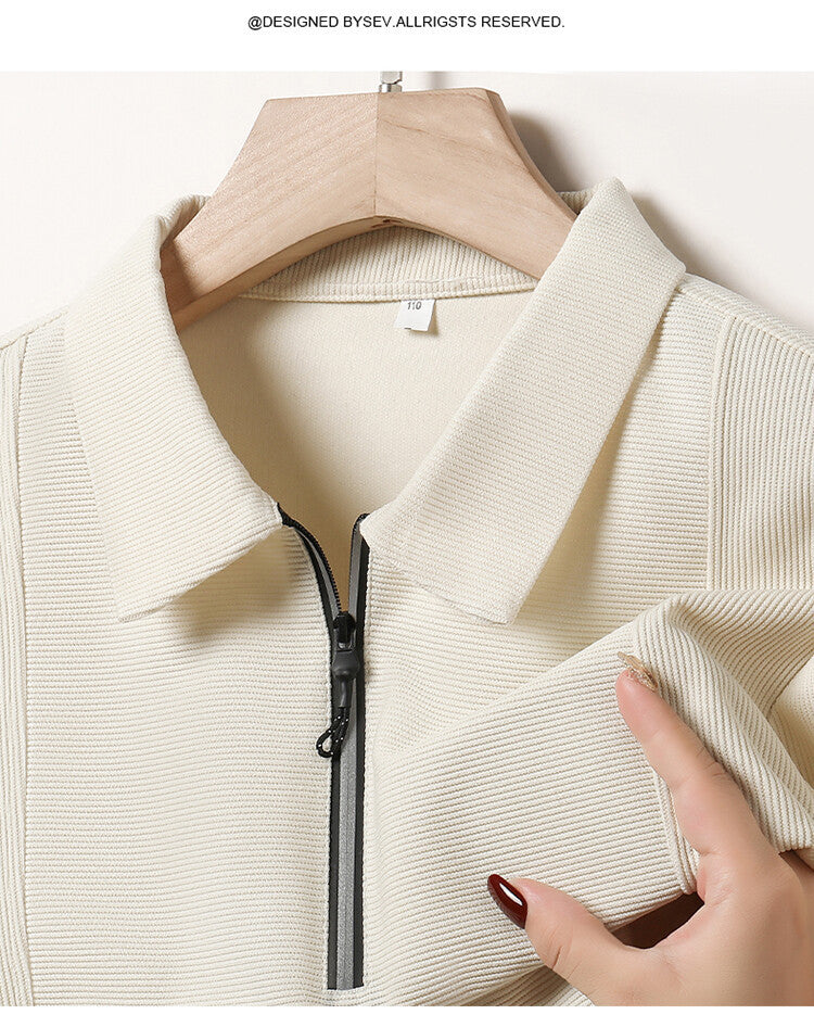 Casual long sleeve pullover for men with half zipper and textured pattern Chic und Stil