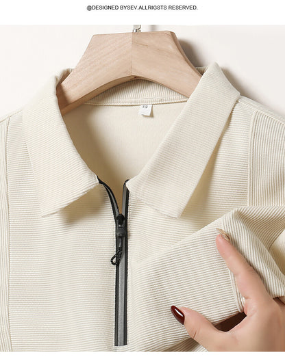 Casual long sleeve pullover for men with half zipper and textured pattern Chic und Stil