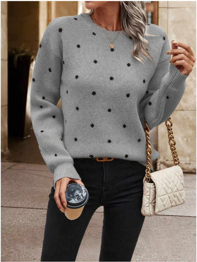 Pull en tricot douillet pour femmes avec un motif à pois tendance Chic und Stil