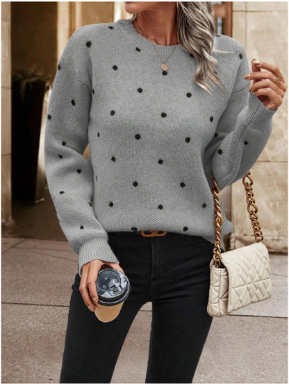 Pull en tricot douillet pour femmes avec un motif à pois tendance Chic und Stil
