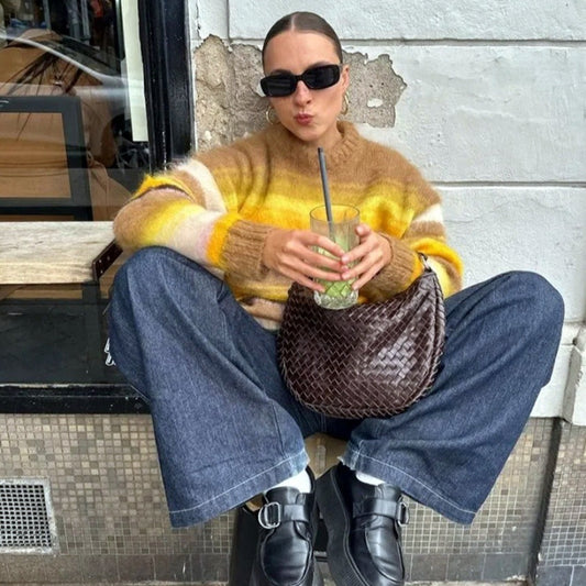 Dames gros tricot pull avec coupe décontractée et style surdimensionné Chic und Stil