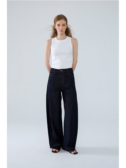 Loose-fitting high-waisted denim pants for women with side pockets Chic and Style