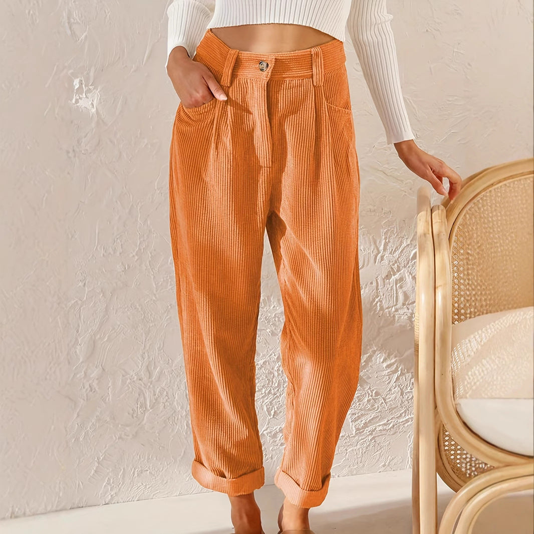 High-waisted corduroy pants for women with a relaxed fit Chic and Style
