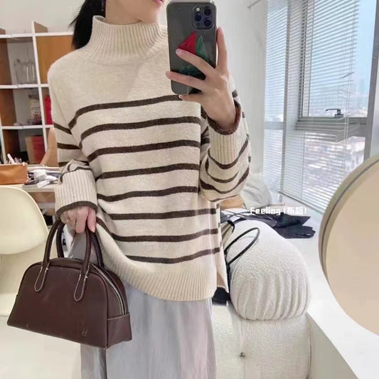 Dames pull-over en tricot décontracté avec design rayé Chic und Stil