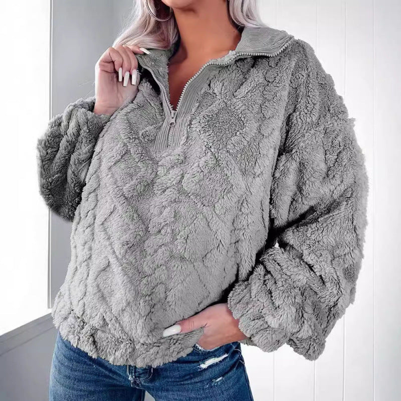 Femme Pull en polaire avec demi-zip Chic und Stil