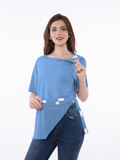 T-shirt à manches courtes tendance pour femmes avec coupe innovante et détails ludiques Chic und Stil