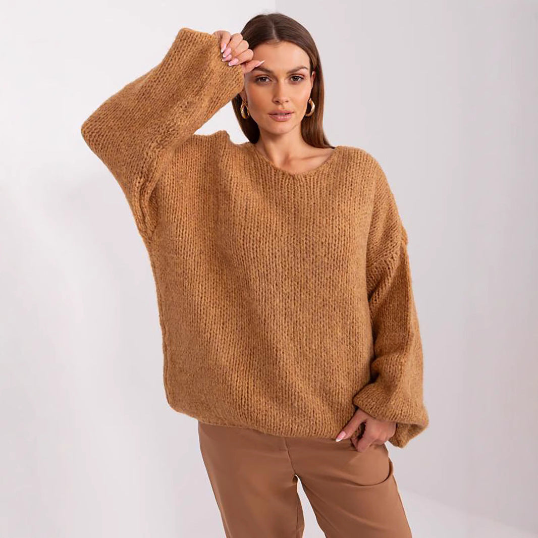 Pull en maille surdimensionné confortable pour dames avec des manches volumineuses et un design texturé Chic und Stil