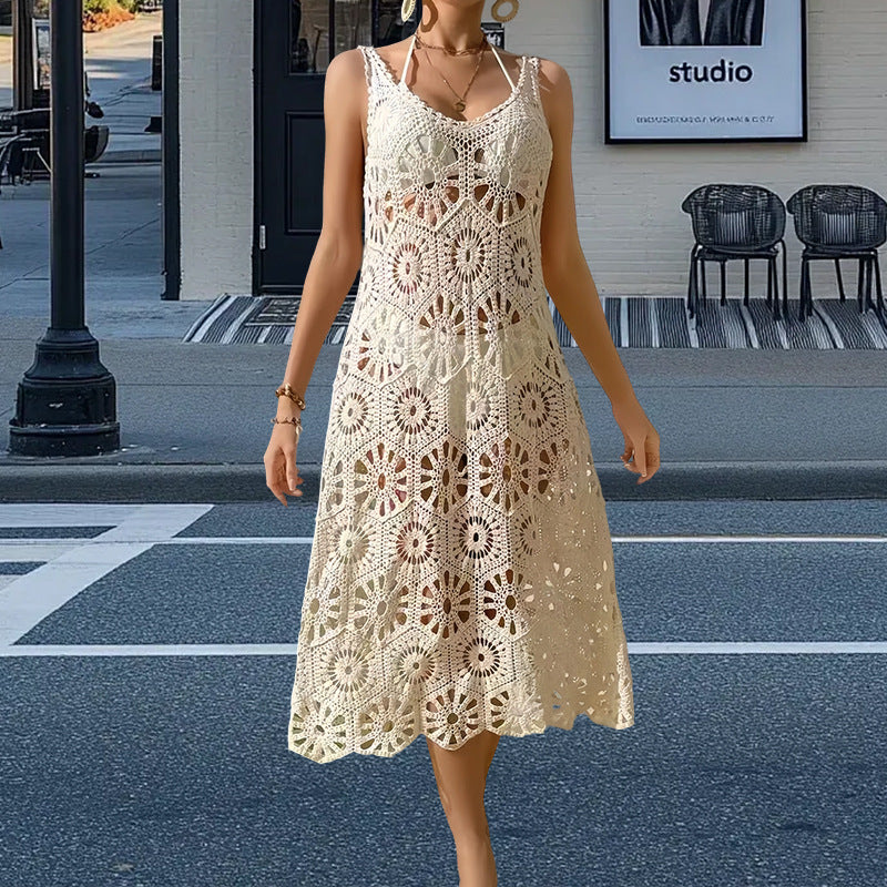 Robe maxi au crochet pour femmes avec des motifs floraux et des détails délicats Chic und Stil