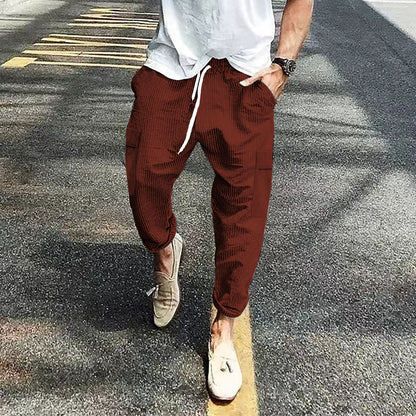 Pantalon cargo décontracté pour hommes avec taille ajustable et poches latérales pratiques Chic und Stil