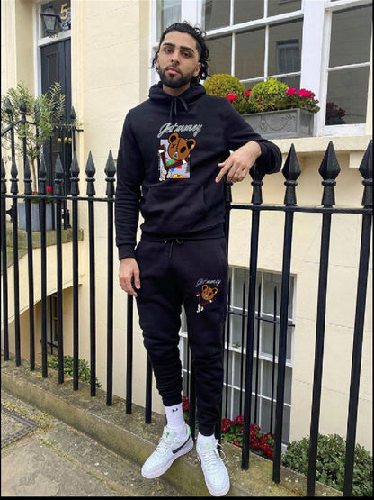 Women's hoodie and jogger pants set with a creative bear pattern Chic and Style