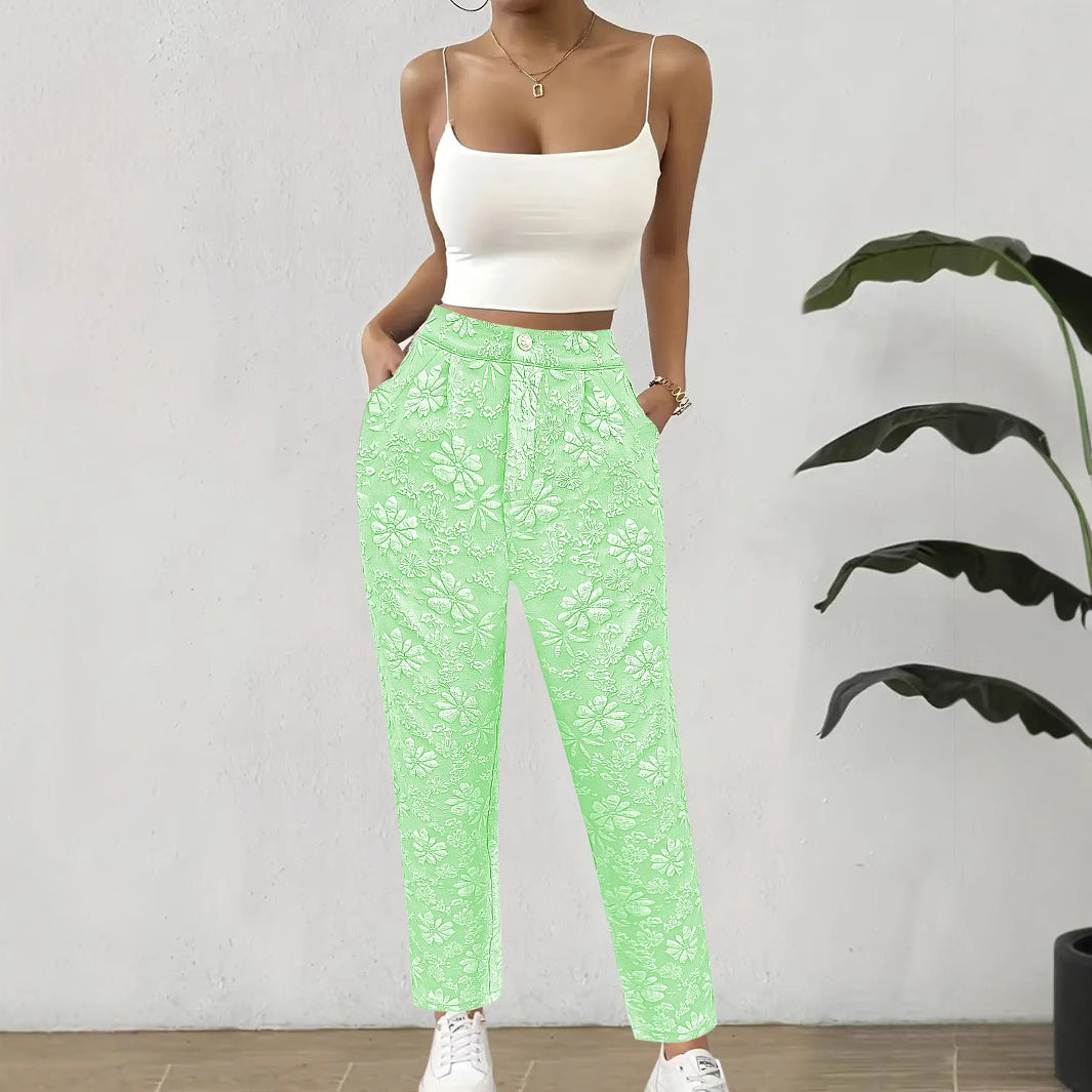 Pantalon à fleurs pour dames au style décontracté élégant Chic und Stil