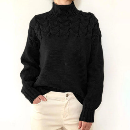 Pull en tricot pour femmes avec col montant et motif torsadé tendance Chic und Stil