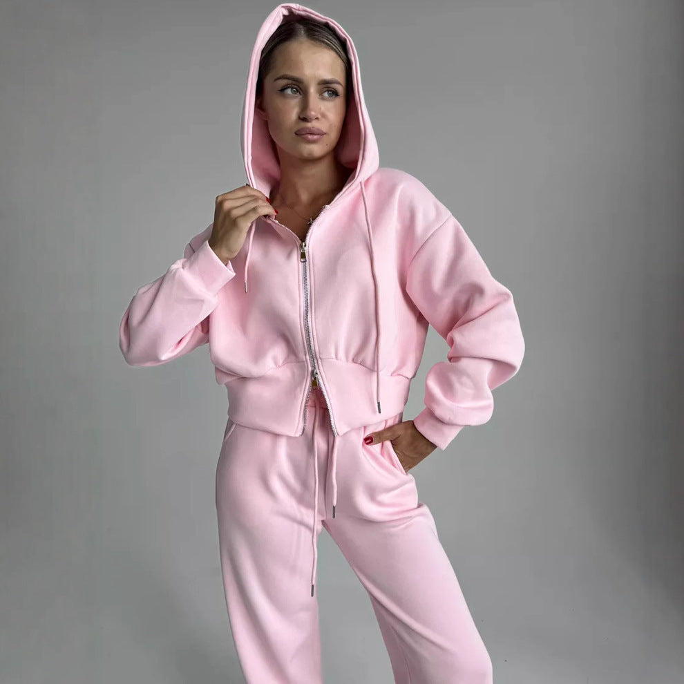 Chic Hoodie Sweatshirt Set and Jogging Pants for Women