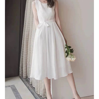 Robe midi sans manches en A pour femme avec détail nœud Chic und Stil