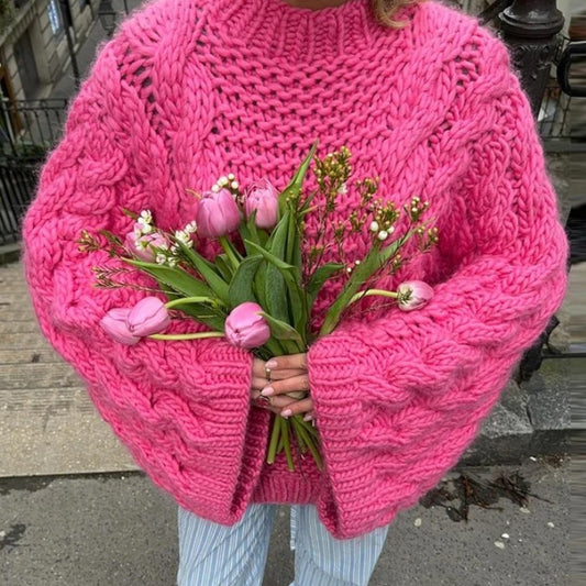 Pull en tricot surdimensionné pour femmes avec motif de torsade Chic und Stil