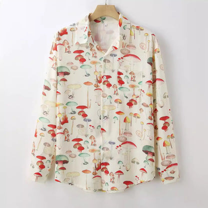 Chemise à manches longues pour femmes avec un motif de champignon créatif et des matériaux de haute qualité Chic und Stil