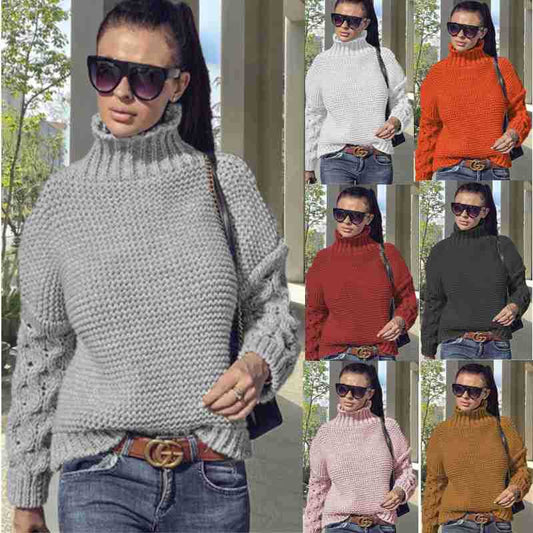 Dames pull à col roulé stylé avec motif en tricot Chic und Stil