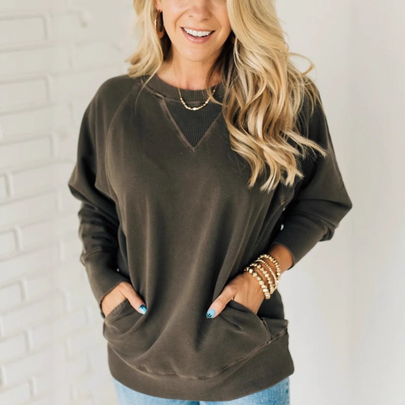 Dames Casual Oversized Sweatshirt avec poches pratiques Chic und Stil