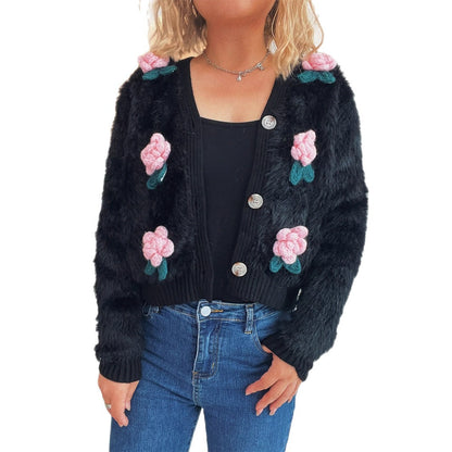 Cardigan femme avec des appliqués floraux et un matériau doux Chic und Stil