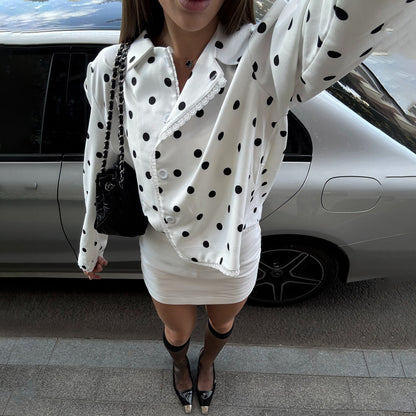 Dames Élégante Blouse à Pois Chic und Stil