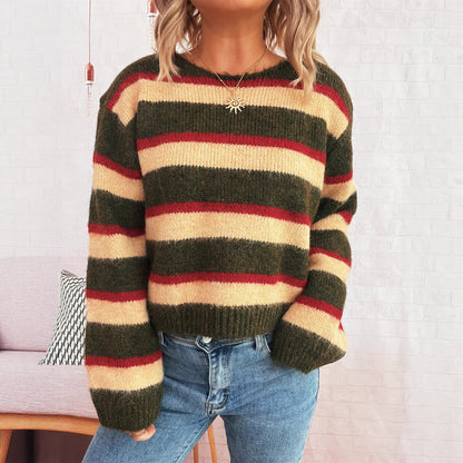 Pull en tricot rayé large à motifs pour femmes avec coupe décontractée Chic und Stil