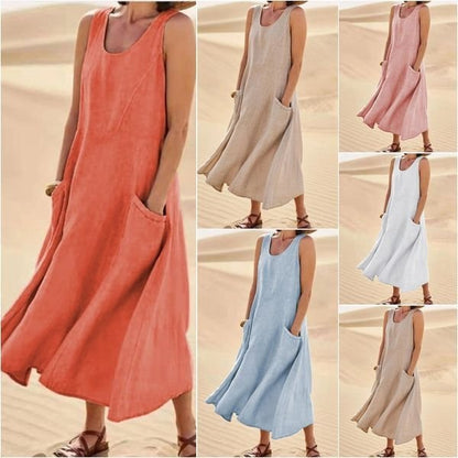 Robe d'été ample pour femmes avec poches pratiques et décolleté en V Chic und Stil