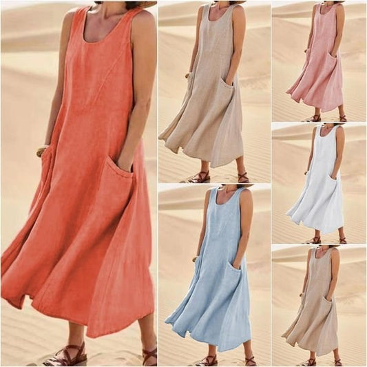 Robe d'été ample pour femmes avec poches pratiques et décolleté en V Chic und Stil
