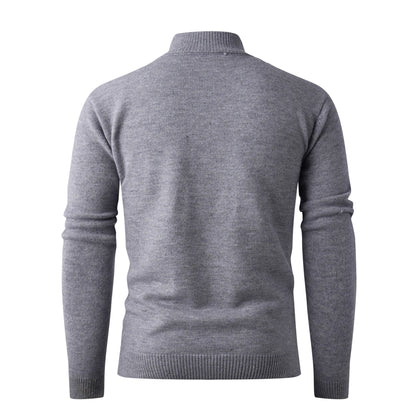 Thick knit pullover for men with a modern high collar and functional zipper Chic und Stil