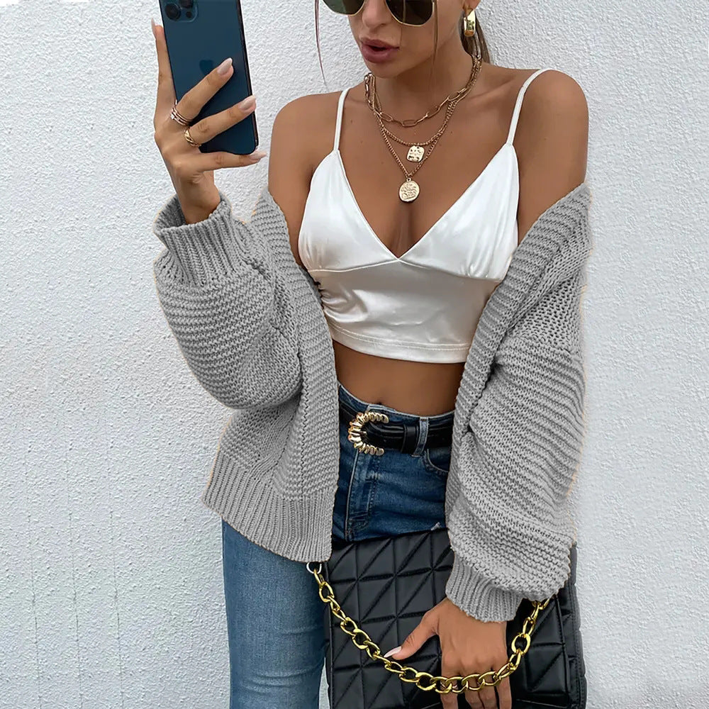 Dames gros cardigan en tricot à coupe décontractée Chic und Stil