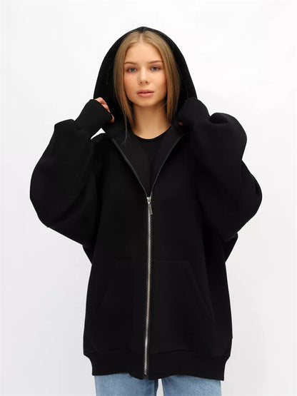 Dame Veste à Capuche Oversize avec Fermeture Éclair Intégrale et Coupe Extrêmement Confortable Chic und Stil