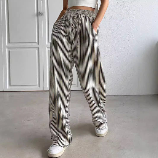 Ladies Wide Striped Pants Chic and Style