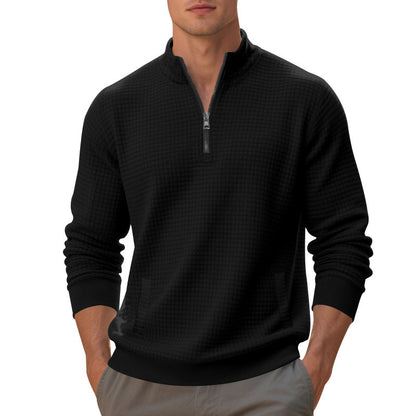 Sporty pullover for men with zipper and textured surface Chic and Style
