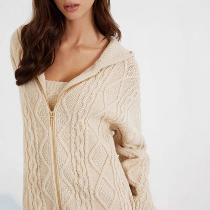 Dames cardigan avec capuche et fermeture éclair Chic und Stil