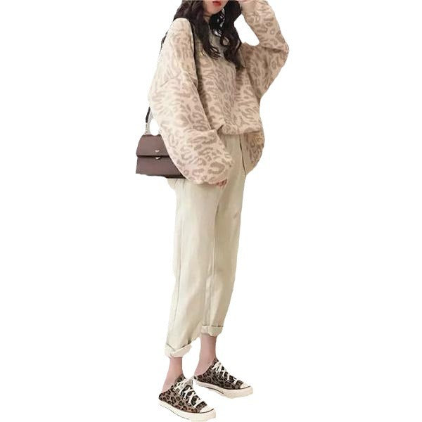 Pull en tricot surdimensionné pour femmes avec motif animal moderne Chic und Stil