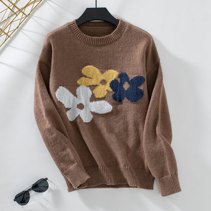 Pull décontracté pour femmes avec motifs floraux et col rond Chic und Stil