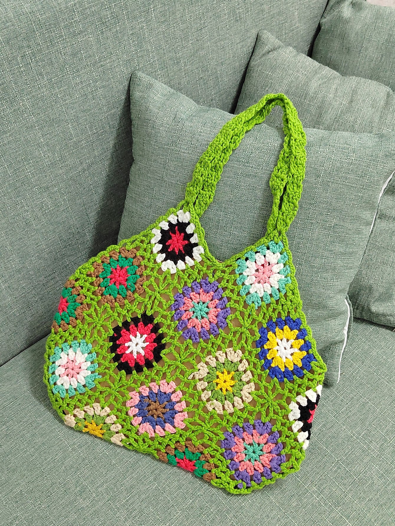 Dames Crochet Grand-Mère Carré Sac de Transport Chic und Stil