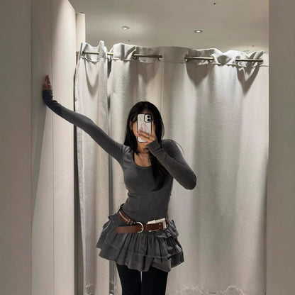 Robe à manches longues pour femmes avec ourlet à volants Chic und Stil