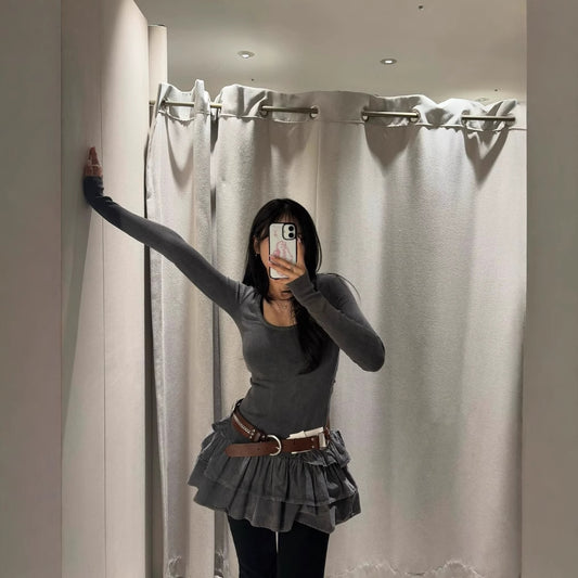 Robe à manches longues pour femmes avec ourlet à volants Chic und Stil