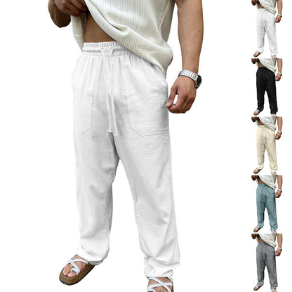 Men's casual linen pants with elastic waistband and practical side pockets Chic and Style