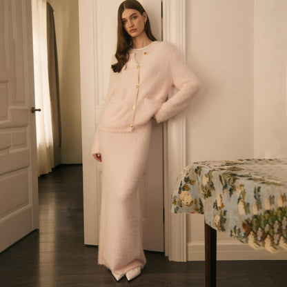 Dames Ensemble en tricot luxueux avec des détails de boutons scintillants Chic und Stil