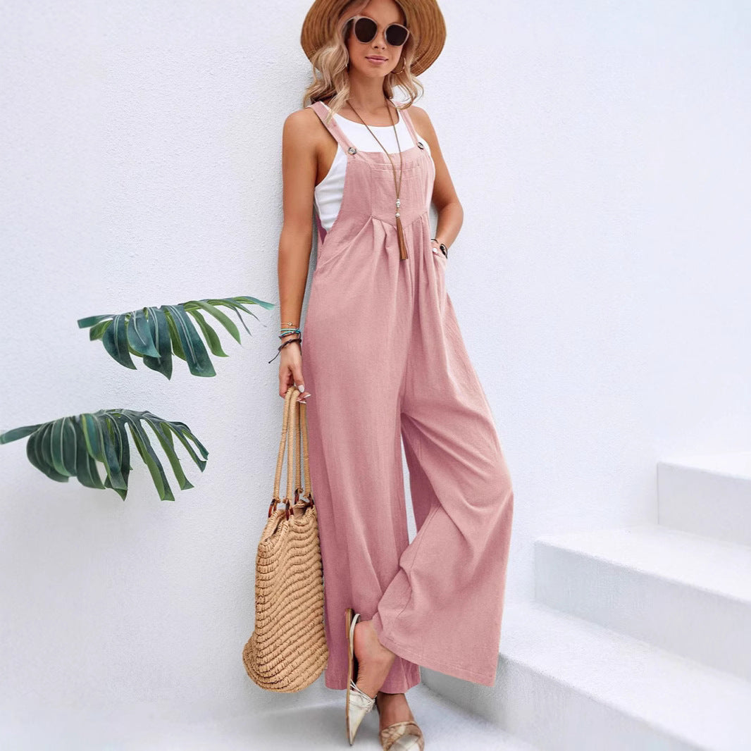 Dames combinaison décontractée avec jambes larges et bretelles ajustables Chic und Stil