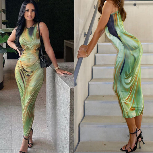 Women's Maxi Dress Abstract Print Elegant Chic and Style