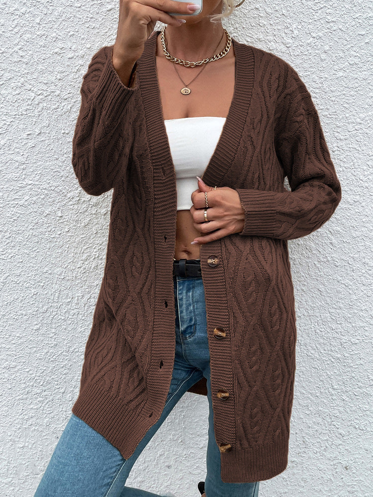 Dames Gros Tricot Cardigan avec design ouvert et boutons pratiques Chic und Stil