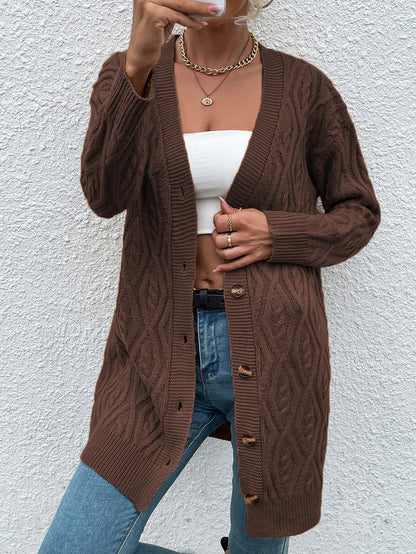 Dames Gros Tricot Cardigan avec design ouvert et boutons pratiques Chic und Stil