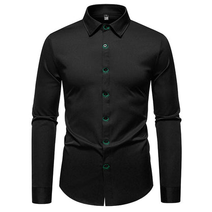 Chemise à manches longues pour hommes avec design de bouton créatif Chic und Stil