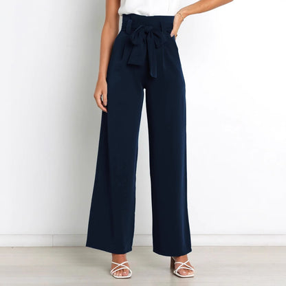 Elegant high-waisted pants for women with a tie belt and wide leg Chic and Style